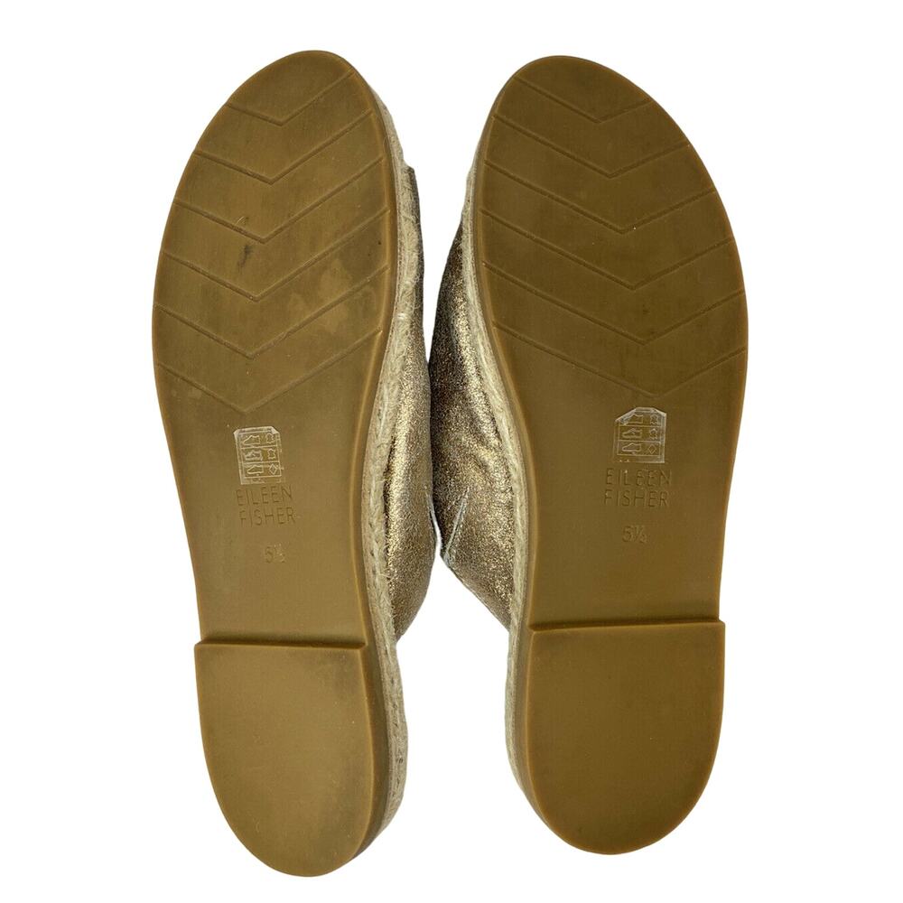 EILEEN FISHER Milly Gold Metallic Suede Espadrille Sandal Size 5.5 #EF46536B - Picture 7 of 9